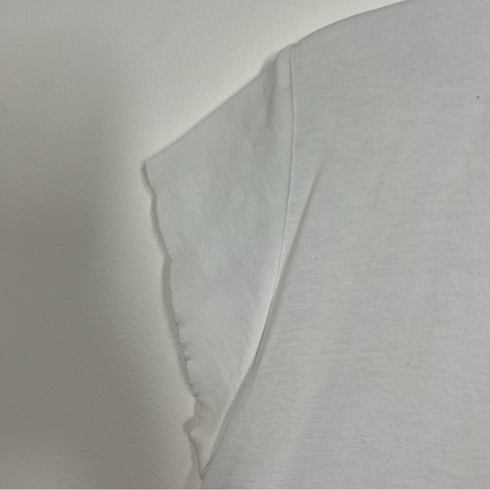 Zara Women's Size Large White Distressed Raw Edge V-Neck T-Shirt - Picture 4 of 7